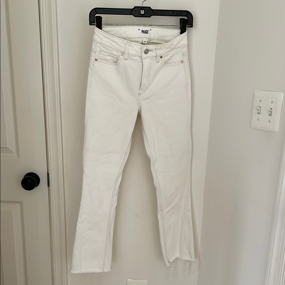 PAIGE Collete Crop Flare Frayed Hem Jeans